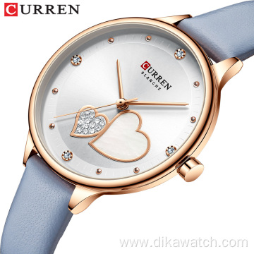 CURREN Watch with Leather Strap for Women Charm Quartz Waterproof Fancy Analog Small Dial Wrist Watch For Ladies Clock Reloj